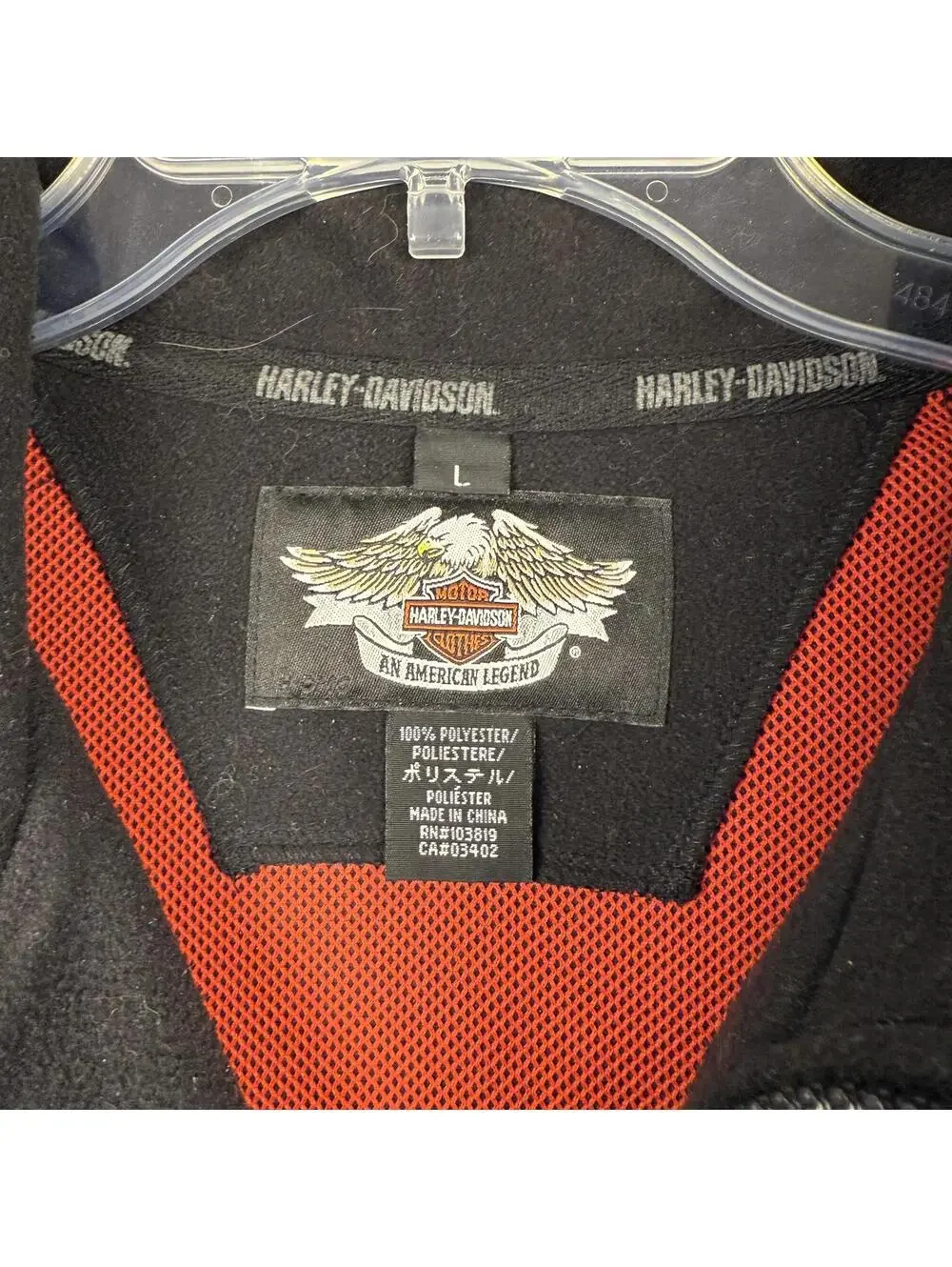 Harley Davidson Men’s 1/4 Zip Fleece Pullover Black Sewn Graphics Large 638